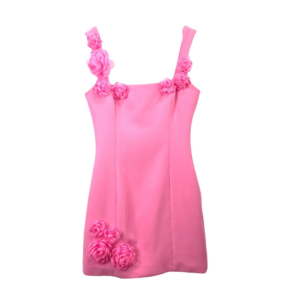 Elliatt Trompe 3D Floral Mini Dress Size S barbie pink square neck coquette - Picture 3 of 11